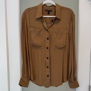 Banana Republic Button-Front Brown Blouse with Pockets